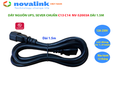 Dây nguồn UPS chuẩn C13 C14 Novalink NV-52003A dài 1.5M, lõi đồng 3G x 1.31mm tiêu chuẩn UL