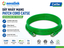 Dây nhảy mạng Patch Cord Cat5e 6m Novalink NV-10308A đồng nguyên chất 100% 1Gbps