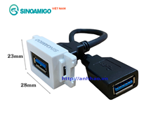 Hạt ổ cắm USB 3.0 data Sinoamigo A21 chuẩn Full, dùng lắp cho ổ cắm âm bàn
