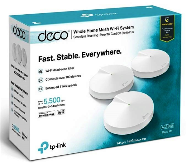 Hệ thống Wifi Mesh TP-Link Deco M5 AX1300 (3 Pack)
