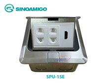 Hộp điện âm sàn SPU-1SE Sinoamigo inox màu bạc (lắp 2 điện, 1 HDMI)