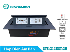 Hộp ổ cắm điện âm bàn Sinoamigo STS-212GST-2B. Tích hợp ổ điện, mạng, HDMI, Audio hoa sen