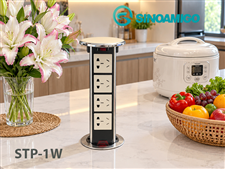 Hộp ổ điện âm bàn bếp nâng hạ Sinoamigo STP-1W màu trắng ngà