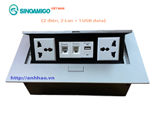 Hộp ổ điện âm bàn Sinoamigo STS-212S màu bạc lắp 5 modules