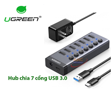 Hub chia 7 cổng USB 3.0 Ugreen 90307 - Tốc độ 5Gbps, hỗ trợ sạc nhanh