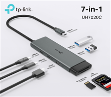 Hub USB-C 7 trong 1 TP-Link UH7020C - HDMI 4K, PD 100W, 3 cổng USB 3.0, SD/microSD