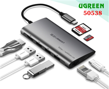 Hub USB-C đa năng Ugreen 50538 - Chuyển đổi USB sang HDMI, USB 3.0, RJ45, SD/TF