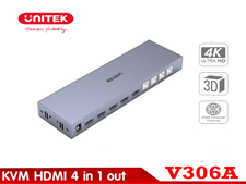 KVM Switch HDMI 2.0 4 in 1 out Unitek V306A - Giải Pháp Quản Lý Đa Thiết Bị Với Hình Ảnh 4K Sắc Nét