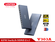 KVM Switch HDMI 2.0 8 vào 1 ra Unitek V303A - Độ phân giải 4K@60Hz, HDCP 2.2