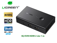 KVM Switch HDMI 2 Vào 1 Ra Ugreen 90478 - Hỗ Trợ 4K 60Hz