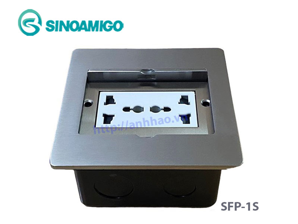 Hộp ổ cắm âm sàn nắp trượt Sinoamigo SFP-1S, chất liệu thép không gỉ