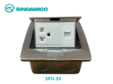 Ổ cắm âm sàn Sinoamigo SPU-3S màu bạc ( 1 ổ điện + 1 ổ mạng)