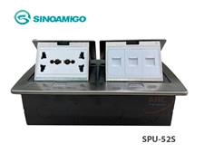 Ổ cắm âm sàn Sinoamigo SPU-52S màu bạc (2 ổ điện + 3 ổ mạng) hàng chính hãng
