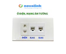 Ổ cắm điện + mạng âm tường Panasonic 16A, 2 cổng RJ45 chính hãng