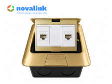 Ổ cắm mạng âm sàn 2 Cổng Lan RJ45 Novalink NV-FS3B màu vàng đồng