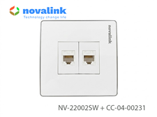Ổ cắm mạng LAN Cat6 âm tường 2 cổng hình vuông Novalink chính hãng
