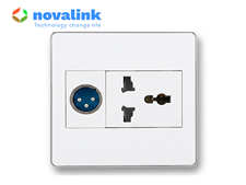 Ổ cắm micro Canon XLR âm tường kèm ổ điện đa năng dùng cho phòng họp và sân khấu