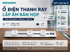 Ổ cắm thanh ray trượt âm bàn phòng họp tích hợp Điện HDMI LAN - Sinoamigo SPT-1AS-50-K