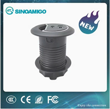 Ổ cắm USB âm bàn sạc nhanh Type C + Type A màu đen cho bàn làm việc, bàn họp Sinoamigo STC-1B/C20