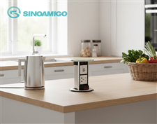 Ổ điện âm bàn đảo nâng hạ cơ Sinoamigo STP-1RW-2 có ổ cắm điện và sạc USB