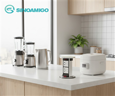 Ổ điện âm bàn đảo nâng hạ cơ Sinoamigo STP-1RW-2 tích hợp 2 ổ cắm điện hỗn hợp