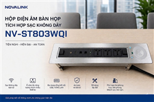 Ổ điện âm bàn họp có sạc không dây Novalink NV-ST803WQI, xoay điện 180 độ, tích hợp HDMI và USB-C