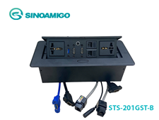 Ổ điện âm bàn họp đa năng màu đen có HDMI, USB, Lan - Sinoamigo STS-201GST-B