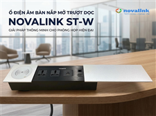 Ổ điện âm bàn họp nắp trượt màu trắng có sạc không dây Qi, HDMI, LAN Cat6 - Novalink ST-W