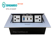 Ổ điện âm bàn làm việc Sinoamigo STS-212GST-1 (gồm 2 ổ điện, 1 HDM, 1 VGA, 1 Micro 6.5mm)