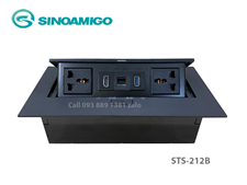 Ổ điện âm bàn Sinoamigo STS-212B màu đen nhập khẩu chính hãng