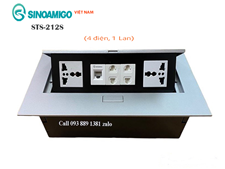 Ổ điện âm bàn Sinoamigo STS-212S lắp bàn làm việc, phòng họp (gồm 4 ổ điện, 1 ổ mạng)