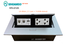 Ổ điện âm bàn văn phòng Sinoamigo STS-212SE (gồm 2 ổ điện, 1 ổ mạng, 1 thoại, 1 USB data)