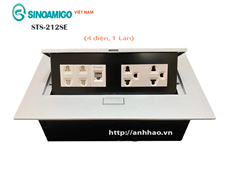 Ổ điện âm bàn văn phòng Sinoamigo STS-212SE (gồm 4 ổ điện, 1 ổ mạng) - Hàng nhập khẩu chính hãng