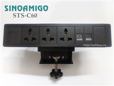 Ổ điện gắn bàn Sinoamigo STS-C60 chính hãng (gồm 3 ổ điện đa năng, 2 ổ RJ45 Cat6)