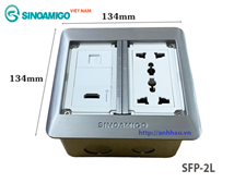 Ổcắm âm sàn nắp trượt Sinoamigo SFP-2L màu bạc. Lắp điện, HDMI, RJ45