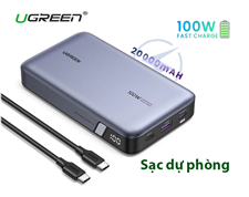 Pin sạc dự phòng 20000mAh UGREEN 25188 - Sạc nhanh 100W, PD 3.1, 3 cổng USB