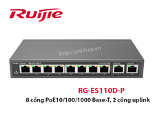 Ruijie RG-ES110D-P - Switch PoE 8 cổng 10/100/100 Mbps, 2 cổng uplink 10/100/100 Mbps