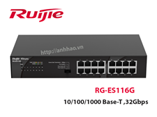 Switch 16 cổng 10/100/1000 Base-T Ruijie RG-ES116G, tốc độ chuyển mạch 32Gpbs