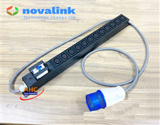 Thanh nguồn PDU 12 cổng C13 có phích cắm công nghiệp và cầu dao bảo vệ NXB-63, C32