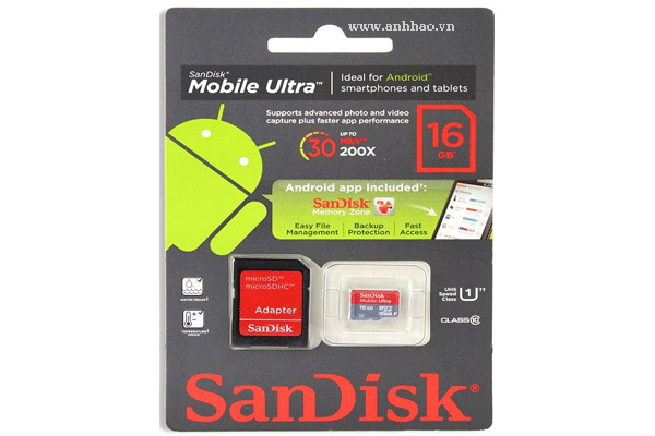 Thẻ nhớ SanDisk Ultra MicroSDHC 16GB C10