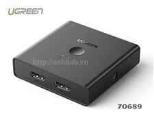 Ugreen 70689 - Bộ gộp HDMI 2 vào 2 ra HDMI 2.0, hỗ trợ độ phân giải 4K@60Hz
