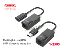 USB Extender Unitek Y-2505. Thiết bị nối dài USB 50m bằng cáp mạng Lan
